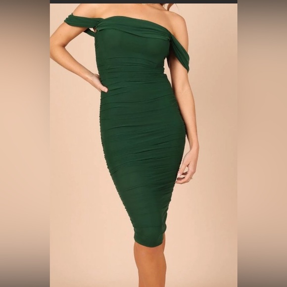 NWT Petal & Pup Nique Strapless Mesh Midi Dress- Emerald XL - Picture 1 of 6
